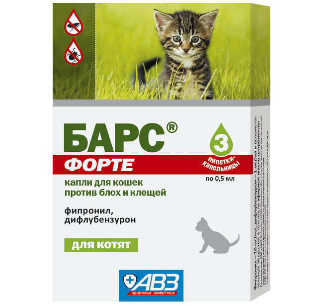 Капли ушные Барс для кошек: инструкция по применению